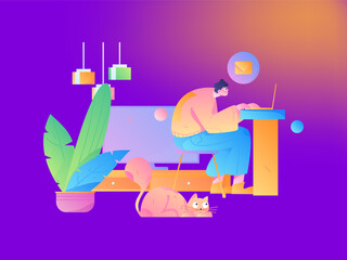 Home indoor character scene flat vector concept operation hand drawn illustration
