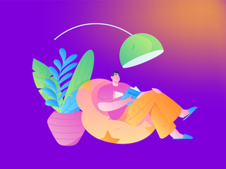 Home indoor character scene flat vector concept operation hand drawn illustration
