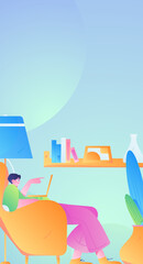 Home indoor character scene flat vector concept operation hand drawn illustration
