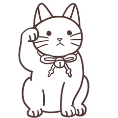 招き猫　線画　シンプルイラスト