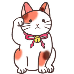 三毛猫の招き猫　シンプルイラスト