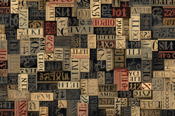 Seamless Vintage Style Pattern with Uneven Grunge Letters for Retro-Themed Projects and Nostalgic Touches