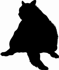 Sitting black fat cat illustration - silhouettes of the fat cat isolated on white background- 座っている太った黒猫のイラスト  © tomr
