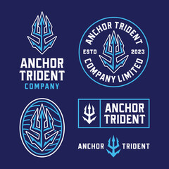 Anchor Trident illustration of a set of symbols Dark background