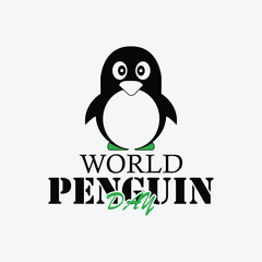 WORLD PENGUIN DAY. April 25. Template for background, banner, card, poster with text inscription. Vector EPS10 illustration.