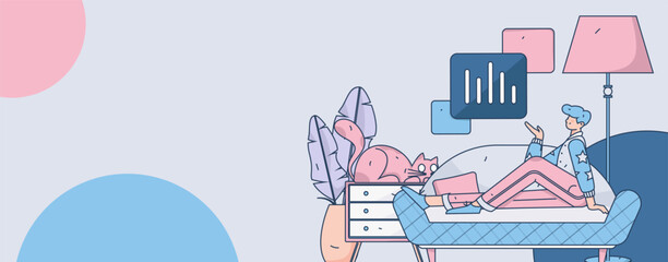 Home indoor character scene flat vector concept operation hand drawn illustration
