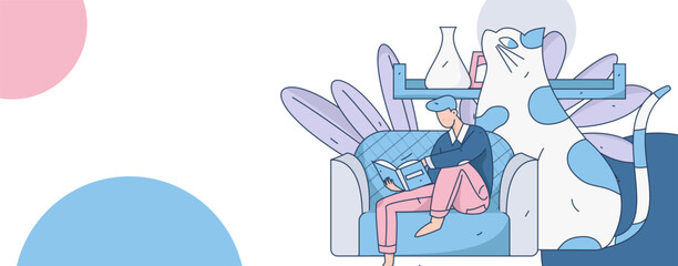 Home indoor character scene flat vector concept operation hand drawn illustration
