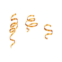 Vector realistic golden confetti ribbons set design