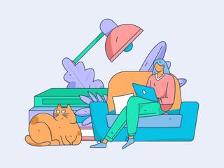 Home indoor character scene flat vector concept operation hand drawn illustration
