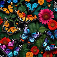 butterfly and flowers with attractive looking background