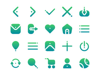 User Interface Icon Pack Gradient Filled Style. Material Icon Set, Perfect for Websites, Landing Pages, Mobile Apps, and Presentations. Suitable for UI UX.