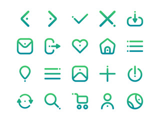 User Interface Icon Pack Gradient Outline Style. Material Icon Set, Perfect for Websites, Landing Pages, Mobile Apps, and Presentations. Suitable for UI UX.