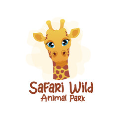 illustration of giraffe logo animal character logo mascot flat color vector cartoon design template