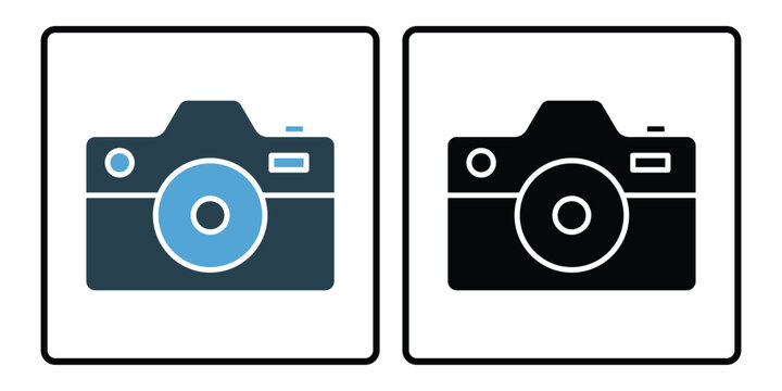 camera icon. solid icon style, duo tone. simple vector design editable