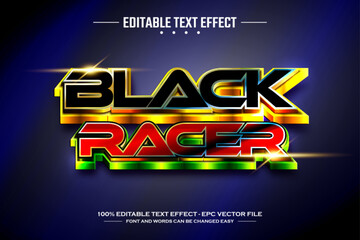 Black racer 3D editable text effect template