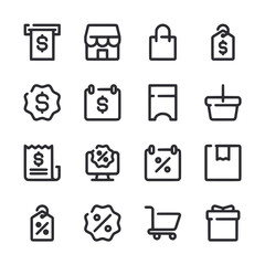 Set of black friday icon for web app simple line design - obrazy, fototapety, plakaty