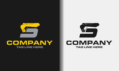Letter S excavator logo template vector. Heavy equipment logo vector for construction company. Creative excavator illustration for logo template.	
