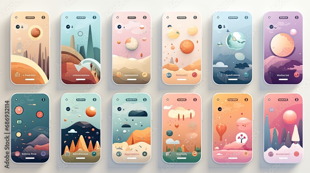 Wall mural creative visual of software and app for gadget applications. user experience design concept.