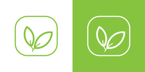 Leaf Icon Vector set isolated on  Both Solid and Reversed Background. Green leaves 
Elements for eco and bio logos. - obrazy, fototapety, plakaty