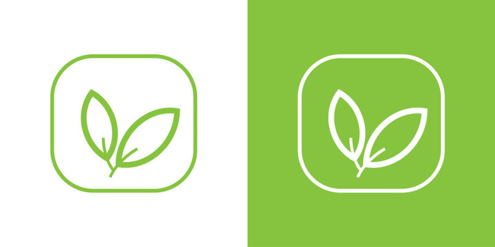 Leaf Icon Vector set isolated on  Both Solid and Reversed Background. Green leaves 
Elements for eco and bio logos.