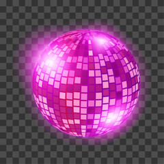 Vector disco ball. club sphere, reflection shiny, dance entertainment