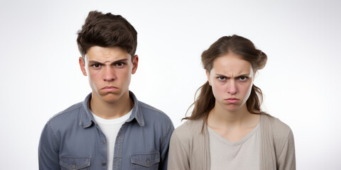 Frustrated adolescents, with tense expressions and furrowed brows, carry the weight of academic stress in their eyes and family expectations in tight mouths.