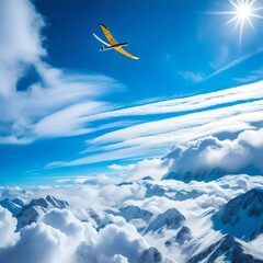 Fototapeta premium airplane flying over the clouds and snow