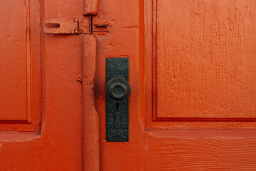 metal doorknob on church built in 1892, oysterville, Washington state