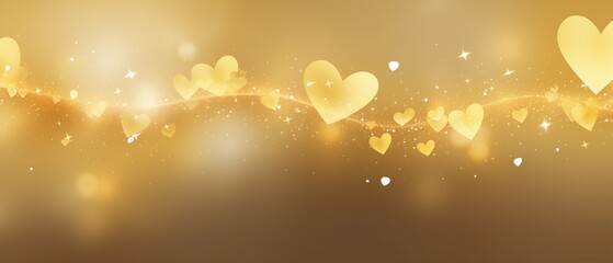 Fototapeta na wymiar romantic gold banner template, abstract background, bokeh, elegant, glitter , heart, space for text , AIGENERATED