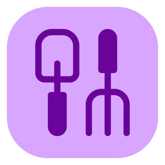 Editable shovel and rake vector icon. Gardening, landscaping, horticulture. Part of a big icon set family. Perfect for web and app interfaces, presentations, infographics, etc