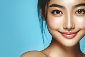 Naklejka premium Portrait of a beautiful young Asian woman with perfect skin