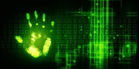 2d Illustration Fingerprint Scanning Technology Concept 