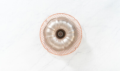 Lemon blueberry bundt cake with powdered sugar dusting