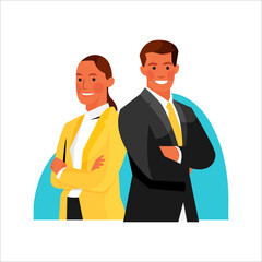 Vector of confident businesswoman and businessman