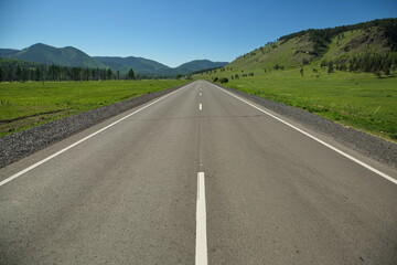 Fototapeta premium Highway road in the Baikal region to Olkhon Island.