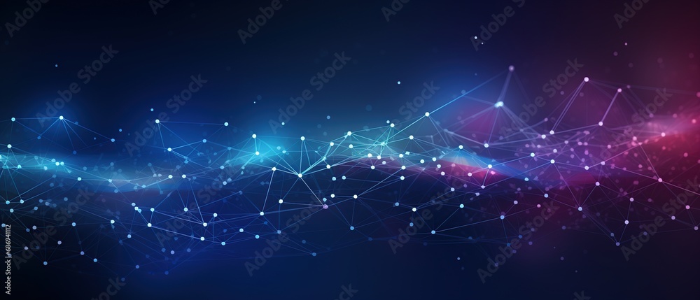 Wall mural digital technology network connection abstract plexus geometry background ai generated image