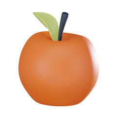 Apple Icon with Green Leaf for Education. 3D render