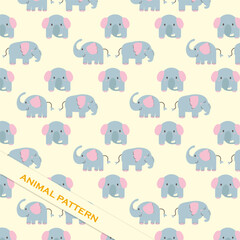 hand drawing cute elephant animal pattern cartoon vector background
