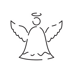 Obraz premium Christmas angel line icon. Happy New Year angel Line Icon On White Background