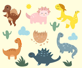 vector hand drawing dinosaur clipart cute  doodle boho abstract style
