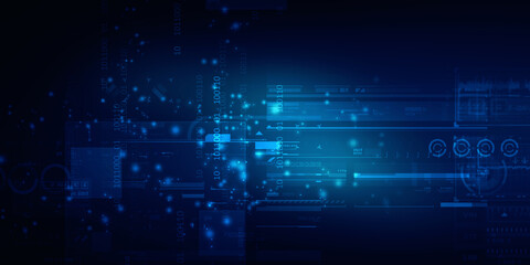 2d illustration Abstract futuristic electronic circuit technology background