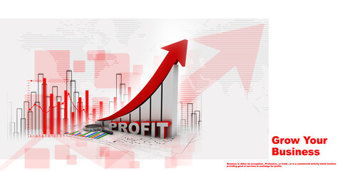 3d rendering Stock market online business concept. business Graph 