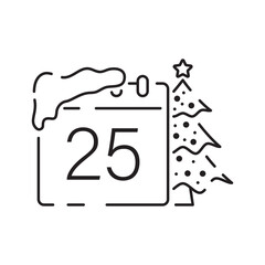 Christmas calendar line icon. Enchanting Happy New Year Calendar vector