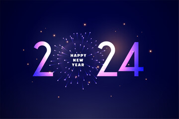 glowing 2024 new year eve background with firework decoration - obrazy, fototapety, plakaty