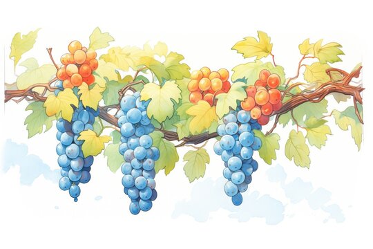 bunch of ripe grapes hanging in a vineyard