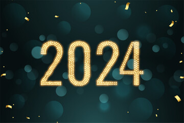 golden sparkling 2024 new year celebration background with text space