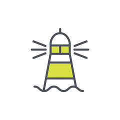 Vector sign of the lighthouse symbol isolated on a white background. icon color editable.