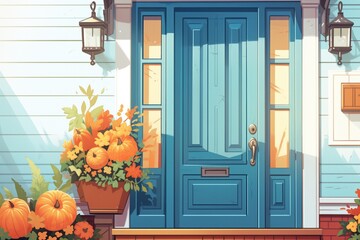 close-up shot of dutch colonial house door, magazine style illustration