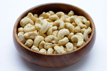 Cashew nuts on white background.
