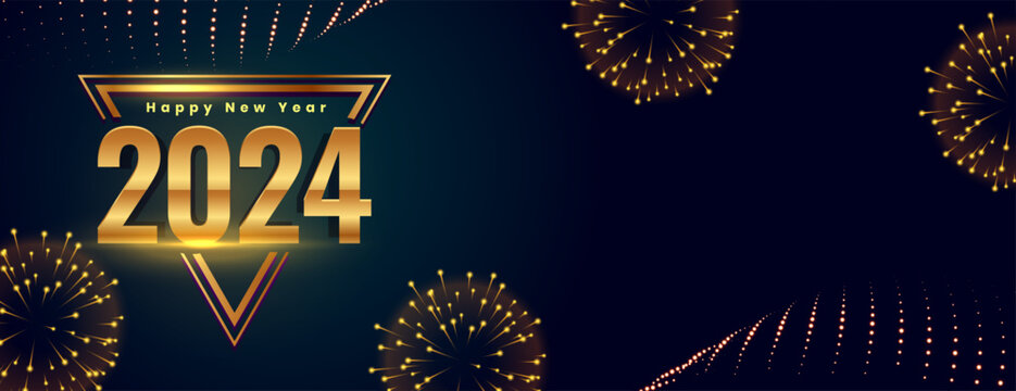 2024 new year event celebration wallpaper with firework bursting